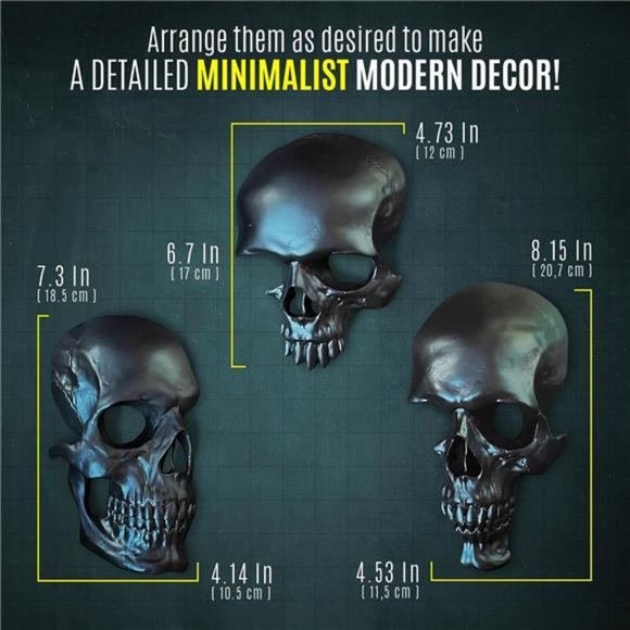 Gothic Wall Decor - Black Skull Decor for Home - Halloween Wall Decor - Picture 3 of 6